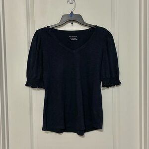 Talbots Classic Navy Blouse Feminine Sleeves Women’s Medium